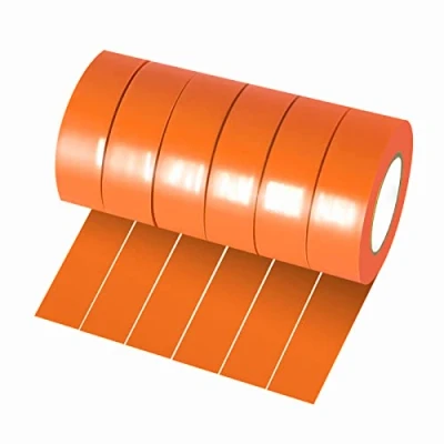 Immagine di Xrkuu 6 rotoli di nastro elettrico arancione, 18 mm x 10 m, isolante in PVC, impermeabile, forte adesivo per progetti fili, isolamento e riparazione fili rotti