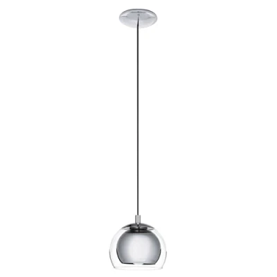 Immagine di Eglo Rocamar, Lampadario a 1 luce, lampada sospensione in metallo cromato e vetro trasparente, per il tavolo sala da pranzo, soggiorno con attacco E27