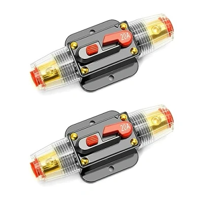 Immagine di QWORK® 2 pezzi 20A interruttore di circuito, portafusibile automatico Ripristina fusibile Inverter per protezione audio dell’auto