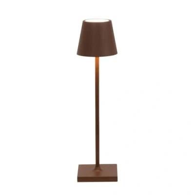 Immagine di Zafferano Lampada Poldina Micro, da Tavolo Ricaricabile e Senza Fili con Controllo Touch, Adatta per Salotto ed Esterni, Dimmer, 2200 3000 K, Altezza 27,5 cm, Colore Corten
