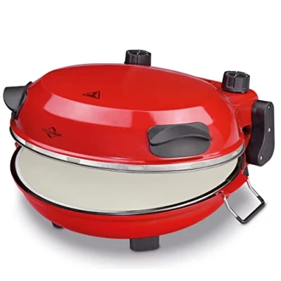Immagine di Küchenprofi 1703001400 Macchina per pizza NAPOLI, con pietra Ø 36 cm, 4 minuti, 1200 Watt, regolazione della temperatura continua, calore superiore e inferiore separato, forno elettrico