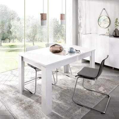 Immagine di Dmora Tavolo Pranzo allungabile, cm. 140/190 x 78 90, Bianco Lucido, Unico