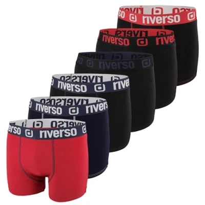 Immagine di riverso RIVOle, boxer da uomo, confezione 6 pezzi, biancheria intima, stile retrò, elasticizzati, nero, grigio, blu, bianco, verde, rosso, arancione, giallo, S, M, L, XL, XXL, 3XL, 4XL, 5XL,