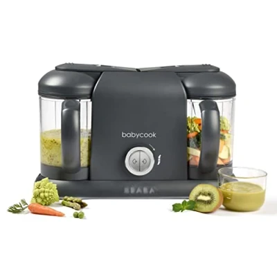 Immagine di BÉABA, Babycook Duo, Cuocipappa Omogeneizzatore, Cottura a Vapore rapida in 15 minuti, Capacità XXL 2200 ml, Robot per Pappe 4 1, Neonato e Bambino, Dark grey