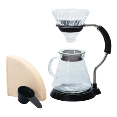 Immagine di Hario V60 Braccio Supporto Glass Dripper Set, Trasparente