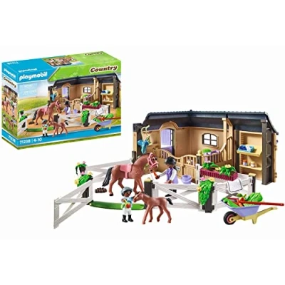 Immagine di PLAYMOBIL Country 71238 Stalla con recinto, Box per Cavalli Paddock annesso, Cavallo e Puledro Il maneggio, Giocattolo Bambini dai 4 Anni in su