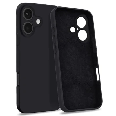 Immagine di MyGadget Custodia in Silicone compatibile con iPhone 16 [Quadrupla Protezione] Case Rigido Fodera Microfibra Cover Nero