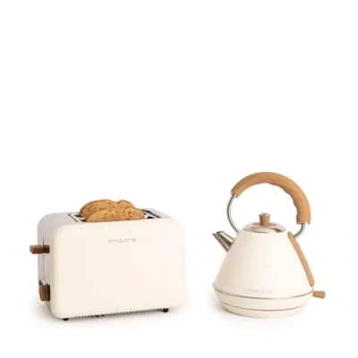 Immagine di CREATE/PACK TOAST RETRO + KETTLE M/Tostapane bianco sporco con bollitore sporco/Bollitore da 1 L