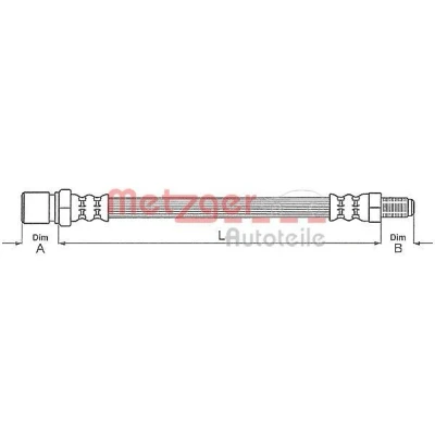 Immagine di METZGER 4111686 Tubi Freno 212 M10 x 1 VOLKSWAGEN: Kaefer Cabrio, Maggiolino