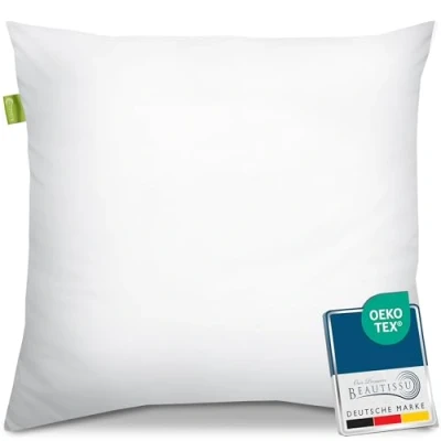 Immagine di Beautissu Cuscino in Microfibra 80x80cm Traspirante e Anallergico Guanciale Trapuntato 800g di Imbottitura Soffice Comodo Letto Singolo o Matrimoniale BeauNuit NK