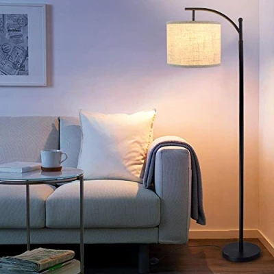 Immagine di Depuley Lampada da Terra Vintage, Piantana LED in Metallo e Tessuto lino, Pavimento dal Design Moderno Nordico, a Stelo per Camera Soggiorno con Lampadina E27 inclusa