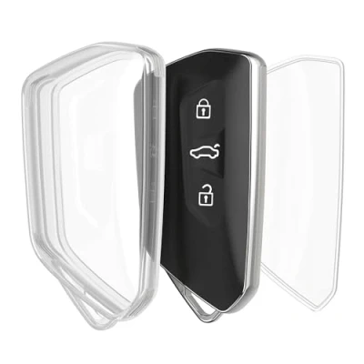 Immagine di kwmobile Custodia Chiave Auto Compatibile con VW Golf 8 3 tasti Cover Guscio Telecomando Macchina TPU Morbido Case trasparente