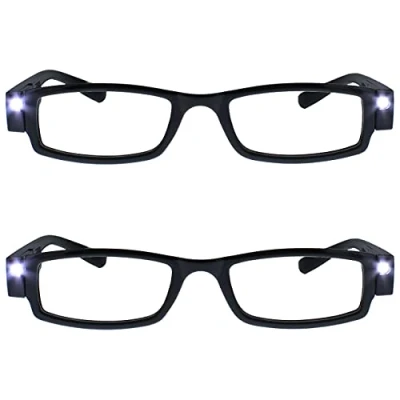 Immagine di The Reading Glasses Company 2 Pacco Illuminato Led Ore Notturne Lettori Di Luce Uomo Donna Nero Ll1 1 +2,50 70 Gr