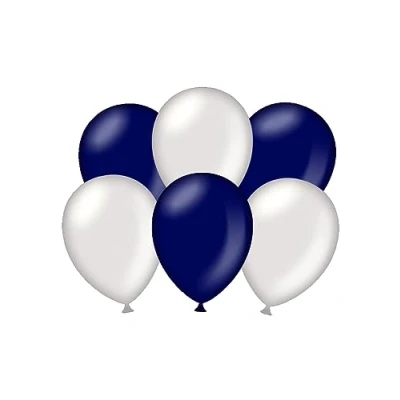 Immagine di PD Party 7036583 Festa Palloncini Naturale Gomma (Latex) Compleanno Decorazione, Pacchetto di 6, Blu Metallizzato/Argento, 30cm Lunghezza x Larghezza Altezza
