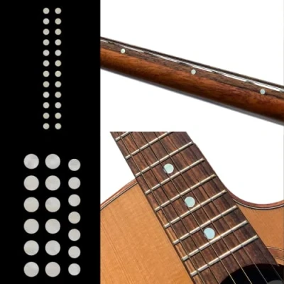 Immagine di Inlay Sticker Set di puntini personalizzati per chitarre e basso, colore: Bianco perla