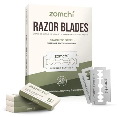 Immagine di ZOMCHI lame per rasoio Double Edge 2.0, 100 di sicurezza rasatura, acciaio al platino, adatte a tutti i rasoi standard