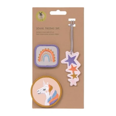 Immagine di LÄSSIG Set di ciondoli e toppe (3 pezzi) con chiusura a scatto/School Patches Unicorn