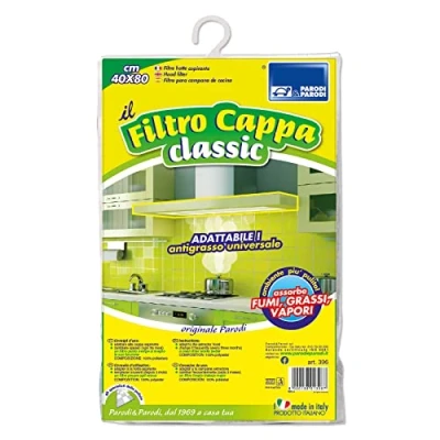 Immagine di PARODI &amp; Filtro Cappa Cucina Classic, Accessori Filtri Aspirante Universale e Ritagliabile in Polietilene, Perfetto per Tutte le Cappe, Assorbi Odori Misura 40x80 cm