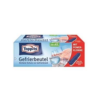 Immagine di Toppits in busta trasparente, 8 litri, supporto fondo, 10 pz, trasparente