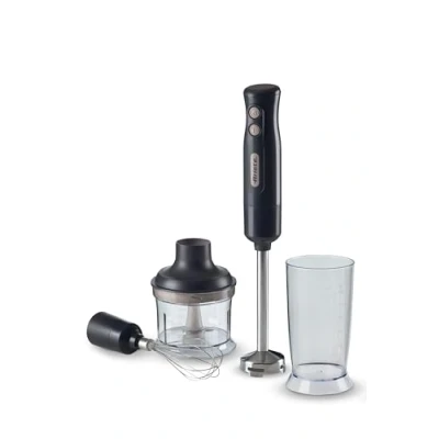 Immagine di Ariete 601 Frullatore a Immersione con tritatutto, 700 W, 2 velocità, Lama in acciaio inox, Gamba removibile, Bicchiere trasparente, Dark &amp; Sahara Grey