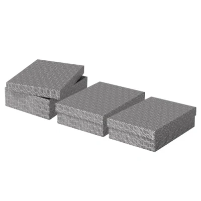 Immagine di Esselte Set di 3 Contenitori Medi con Coperchio in Cartone Riciclato e Riciclabile al 100%, Ottimali per lo Stoccaggio o come Confezione Regalo, Design Geometrico, 265 mm x 100 360 mm, Grigio