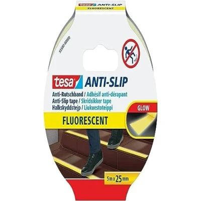 Immagine di tesa Nastro antiscivolo Fluorescente, Adesivo riflettente Per l&#039;uso interno ed esterno, scale, rampe, pavimenti lisci o bagnati e barche, Bianco, 5 m x 25 mm