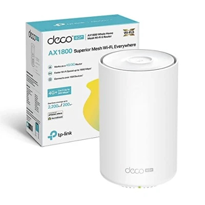 Immagine di TP Link Router 4G+ Mesh Wi Fi 6 Deco X20 4G, Dual Band AX1800, modalità wireless o Access Point, 3 porte gigabit, compatibile con tutti i modelli e Alexa