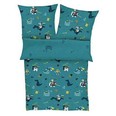 Immagine di s.Oliver biancheria da letto Ritter 135 x 200 cm per bambini, 100% cotone macosatinato, set 2 pezzi di e federa 80 cm, chiusura lampo