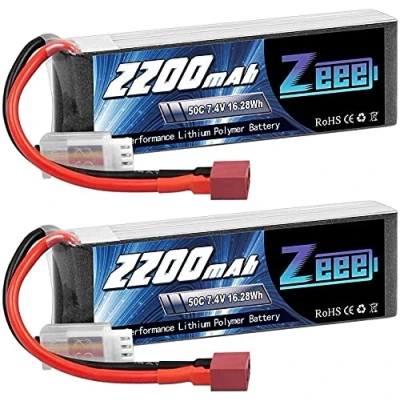 Immagine di Zeee 2S Lipo Batteria 7,4V 50C 2200mAh RC con Connectore Deans T Spina per FPV Racing UAV Drone Veicolo a quattro assi elicottero Nave Modells (2 pezzi)