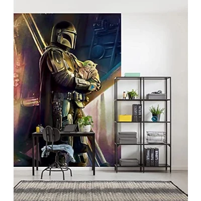 Immagine di Komar Star Wars IADX4 019 Carta da parati in tessuto non tessuto, motivo: Mandalorian Savior, dimensioni: 200 x 280 cm (larghezza altezza)