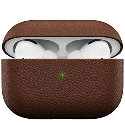 Immagine di KeyBudz Artisan custodia in pelle per Apple AirPods Pro, vera pelle, accessori auricolari, colore: Marrone