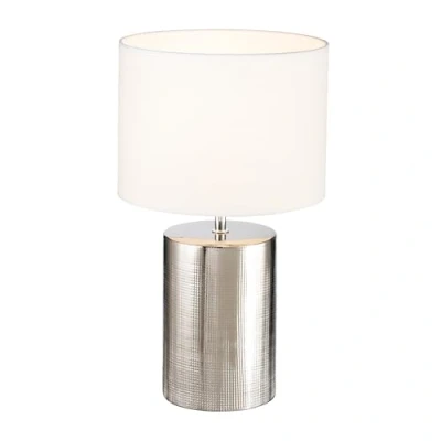 Immagine di FISCHER &amp; HONSEL Prata lampada da tavolo cilindrica, bianco/argento