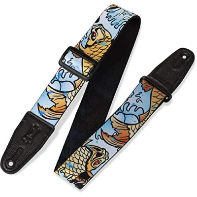 Immagine di Levy&#039;s MPD2 009 Tracolla Per Chitarra Prints Poly with Leather Ends 2&quot; Fish