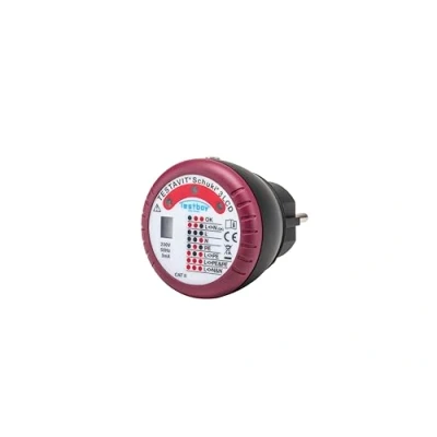 Immagine di Testavit Schuki 3 LCD Tester per prese e contatto digitale la verifica della connessione del cavo di terra (indicatore LED, test sicuro), rosso/nero