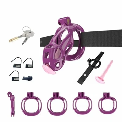 Immagine di EVANEM Il Dispositivo di bloccaggio della Gabbia da Uomo Viola può Essere Combinato con la Cintura Assistenza per l&#039;esercizio Fisico (C1Z)