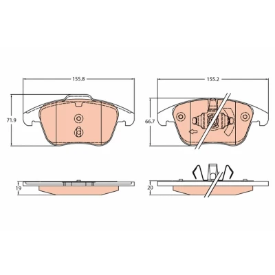 Immagine di TRW GDB2307 Kit pastiglie freno Non predisposto per contatto segnalazione usura