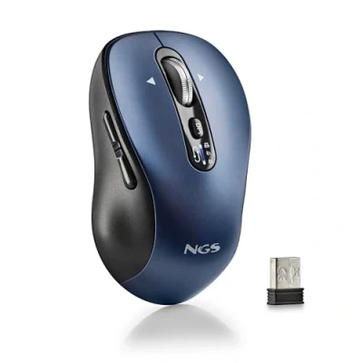 Immagine di NGS Infinity RB Mouse Wireless Ricaricabile, Ergonomico Multidispositivo, Connessione 2.4 GHz + Bluetooth 5.1, Pulsanti Silenziosi, Ruota Rapida Scroll Laterale, Ambidestro, DPI Regolabile, Blu