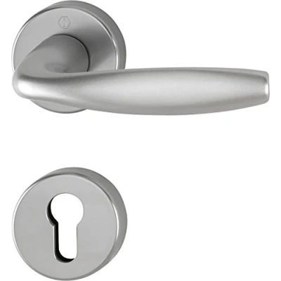 Immagine di HOPPE pulsante Set di New York con rosone PZ cilindro profilato, in alluminio effetto acciaio inox, 3369882