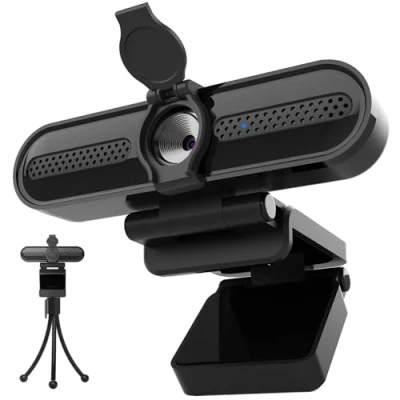Immagine di VIZOLINK W4DS 4K Webcam PC con Microfono, Campo Visivo 78, Messa a Fuoco Fissa, Plug&amp;Play, Protezione della privacy, Treppiede, USB Full HD per Videochiamate, Conferenza e Studio