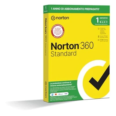 Immagine di Norton 360 Standard 2024, Antivirus per 1 dispositivo, Licenza di anno con rinnovo automatico, PC, Mac, tablet e smartphone