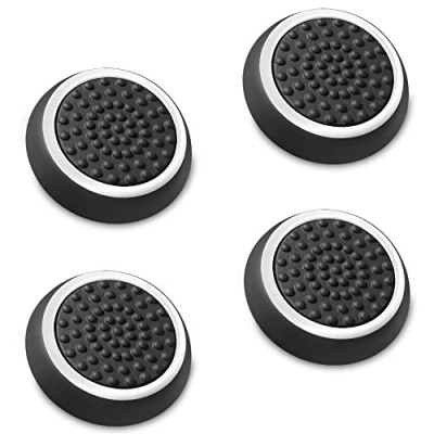 Immagine di Fosmon Braccialetto in Silicone Protezioni analogiche del Dispositivo di Presa regolatore per PS4, PS3, Wii U, Nunchuck, Xbox One/One X/One S, e 360 Gamepads (Bianco Nero)