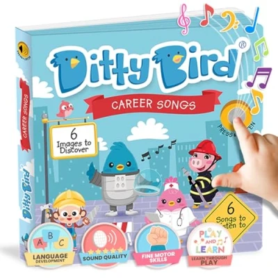 Immagine di DITTY BIRD CAREER SONGS canzoni educative per bambini: giocattolo bambini con 6 pulsanti sonori imparare l’inglese. Libro musicale perfetto bilingui a partire dall’età di 1 anno.