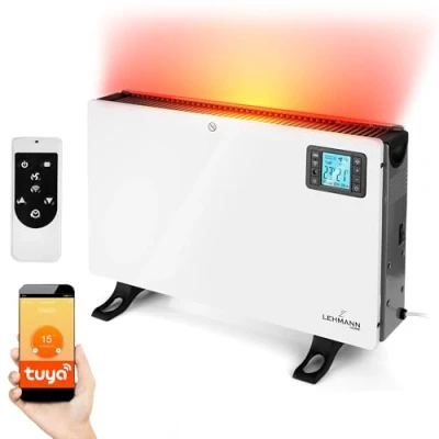 Immagine di LEHMANN LHOHC 2013C convettore termoconvettore 2000 W, riscaldamento elettrico con 3 livelli di calore 750/1250/2000 a indicatore LED, app WiFi, timer e