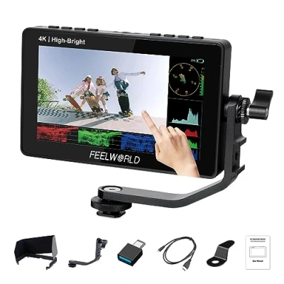 Immagine di FEELWORLD F5PROX Monitor Da Campo 5.5 pollici 1600Nit Camera Field 4K HDMI HD 1920x1080 IPS, 3D LUT Waveform Vector Scope Esterno Fotocamera Video con Touchscreen