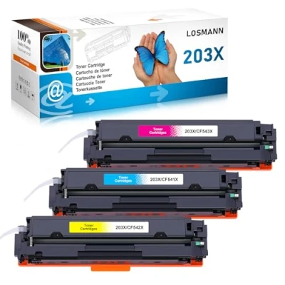 Immagine di LOSMANN 203X Toner compatibile per HP 203A CF541X CF542X CF543X Color Laserjet Pro MFP M281fdw M281fdn M281cdw M280nw M254dw M254nw M254dn ( Ciano, Giallo, Magenta, 3 Pack)