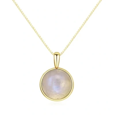Immagine di COAI Collana con Ciondolo Circolare in Pietra di Luna, Pendente da Donna Argento 925 Placcato Oro