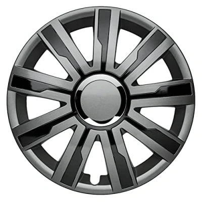Immagine di Albrecht Copricerchi 15 Pollici Nero/Grigio Neri per Cerchioni in Acciaio Borchie Mirage plastica di Alta qualità con Rivestimento a Strati Made EU
