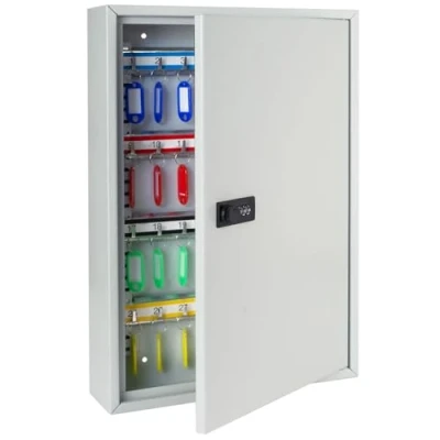 Immagine di HMF 13664 07 Armadietto portachiavi con codice numerico, cassetta grande, 64 ganci, 45 x 30 8 cm, grigio chiaro