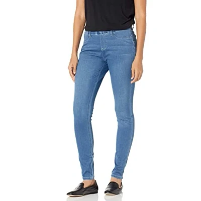 Immagine di Amazon Essentials Jegging in Maglia Elasticizzata Senza Zip (Disponibile Taglie Forti) Donna, delavé Chiaro, L Corto