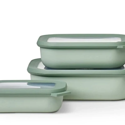 Immagine di Mepal Set da 3 Contenitori Cirqula Rettangolare per Alimenti con Coperchio Adatti come Ermetici Frigo, Congelatore, Microonde 500, 1000 &amp; 2000 ml Nordic Sage